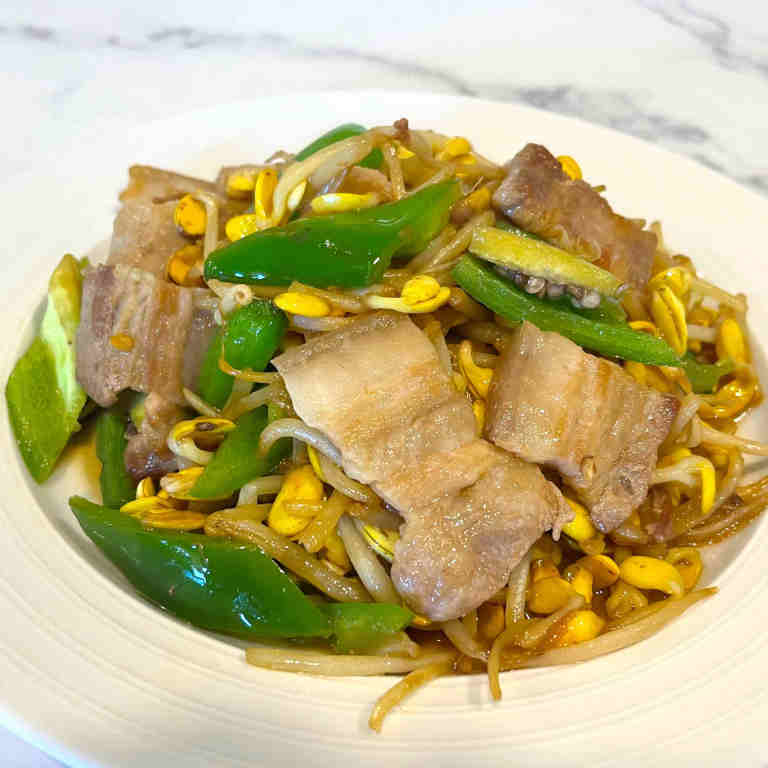 Stir Fry Pork Belly with Bean Sprouts KojoCraft
